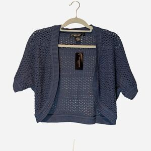 Women's Blue Open-Knit Sweater